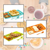 4-compartment plastic plate with spoon and fork, ideal for food