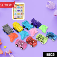 Mini Pull Back Car  Aeroplane Plastic Pull Back Car Cartoon Toys (12 Pcs Set) - LootFaat