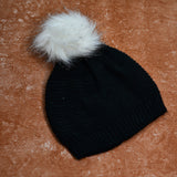 Skull slouchy beanie cap with black inside fur.