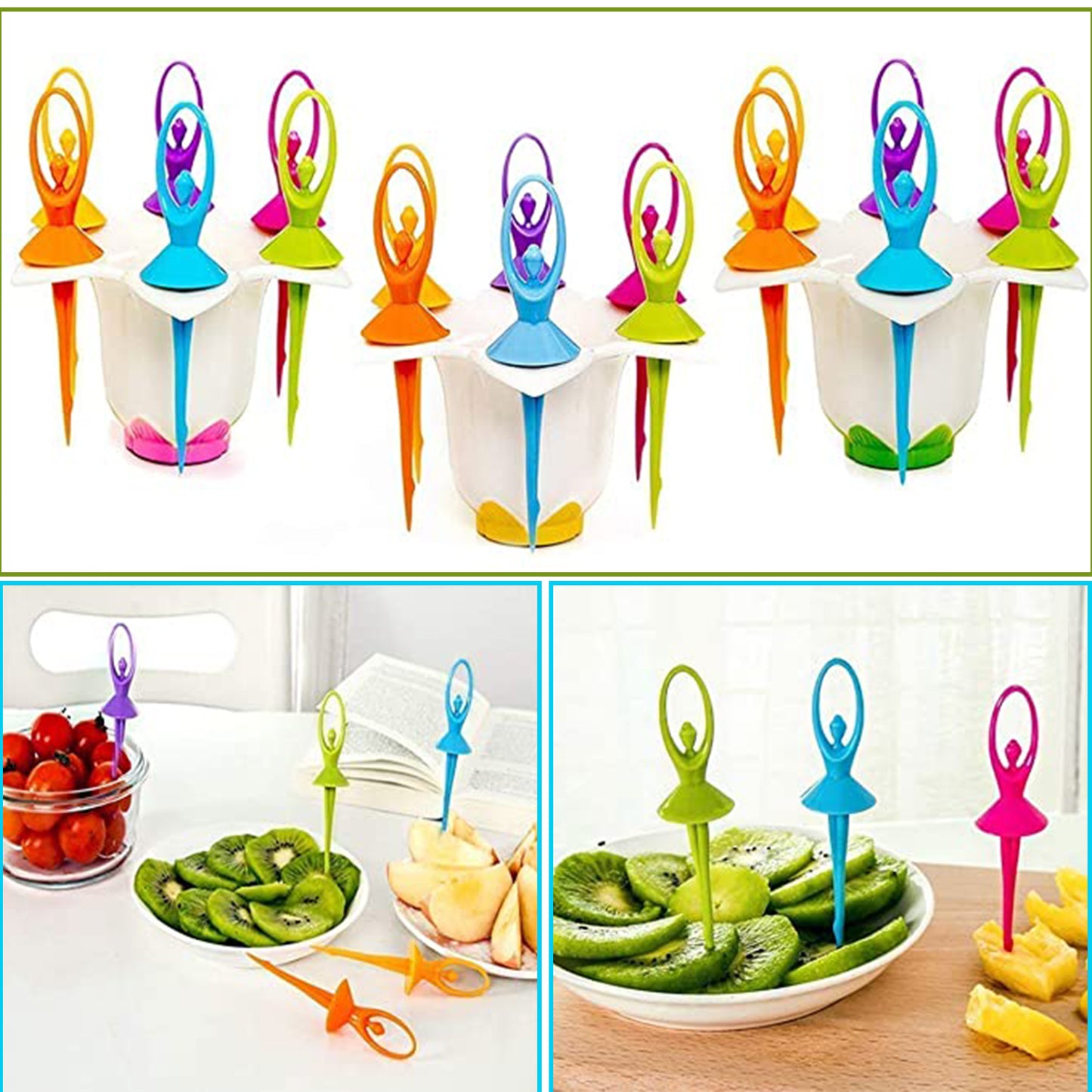 Dancing Doll Fruit Fork Cutlery Set With Stand Set Of 6. - LootFaat