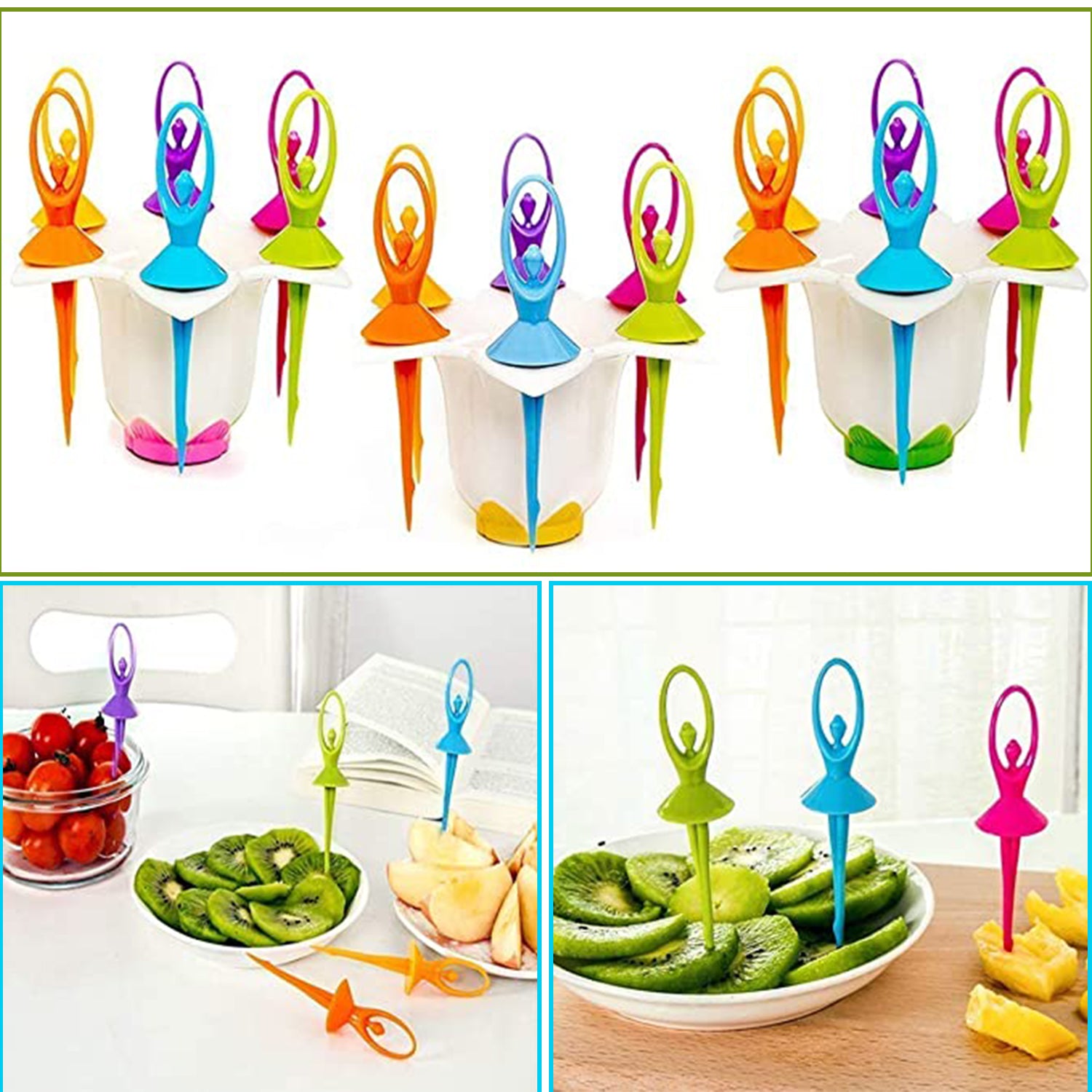 Dancing Doll Fruit Fork Cutlery Set With Stand Set Of 6. - LootFaat