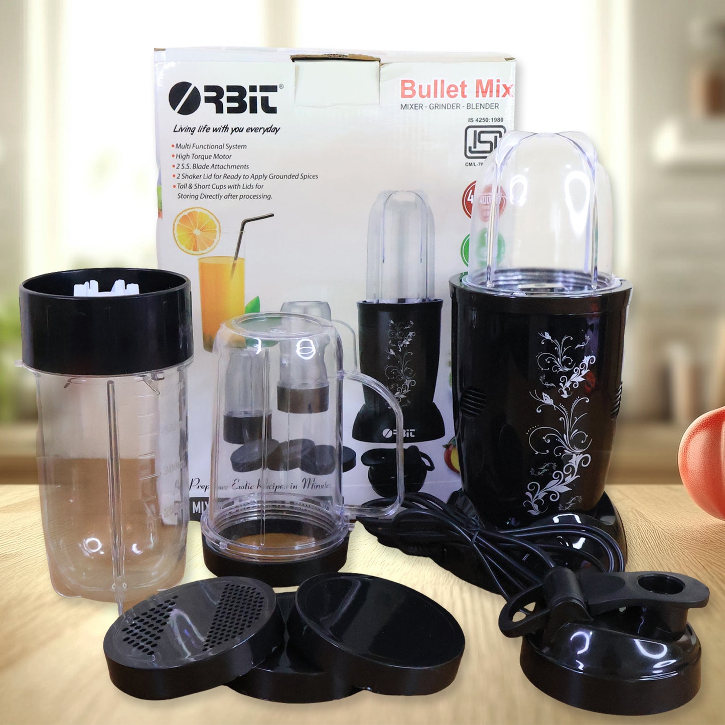 Orbit 400W Bullet Mixer Grinder with 3 Jars