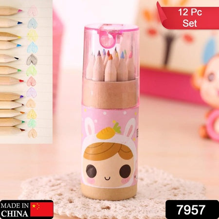 12 Colouring Pencils Kids Set Pencils Sharpener Mini Drawing Colored Pencils With Sharpener Kawaii Manual Pencil Cutter Coloring Pencil Accessory School Supplies For Kid Artists Writing Sketching - LootFaat