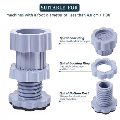 Washing Machine Support Anti Vibration Washing Machine Support Adjustable Washer Anti Vibrasion Pads Washer  Dryer Pedestals Washing Machine Accessory Anti- Skid Pad Pvc Lifting Pad Non-slip ( 4 Pc Set )