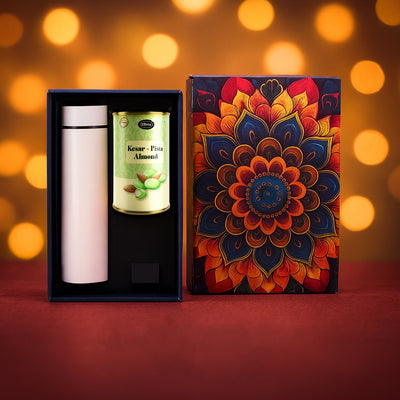 Effete Kesar Pista Almond Chocolate Gift Set with Bottle - Golden - second image
