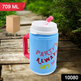 Insulated Mug with Lid Handle Flexible Straw with Cap (709 ML)