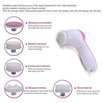 5-in-1 Electric Facial Cleansing & Body Massager - Pink
