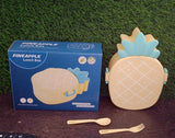 Kids Lunch Box Cute Pineapple Shaped Bento Box with Fork Spoon Snack Container Microwave Portable Office Lunch Box (1 Pc / With Spoon, Fork & Color Box)