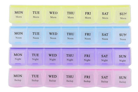Pill Case- 4 Row 28 Squares Weekly 7 Days Tablet Box Holder Medicine Storage Organizer Container - LootFaat