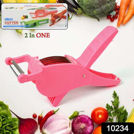 Plastic 2 In 1 Vegetable  Fruit Multi Cutter 5 Blade Vegetable Cutter With Peeler (1 Pc  Multicolor) - LootFaat
