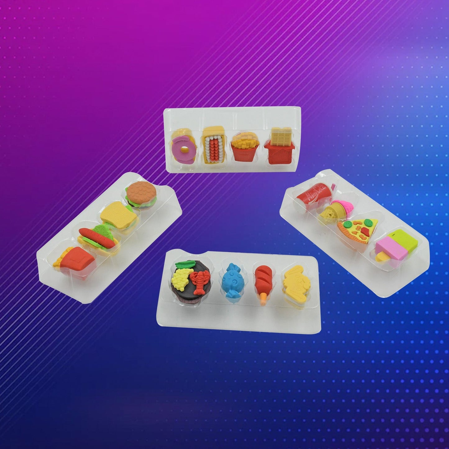 Fun food-shaped erasers set for kids