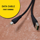 Long micro USB cable for fast charging.