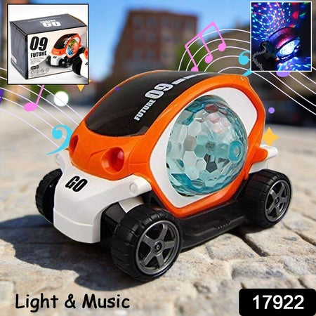 Plastic 360 Degree Rotating Stunt Car Toy For Kids - Bump And Go Action With 4d Lights And Music Plastic Mini Car With Disco Ball (1 Pc  Battery Not Included) - LootFaat