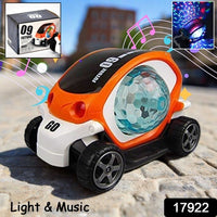 Plastic 360 Degree Rotating Stunt Car Toy For Kids - Bump And Go Action With 4d Lights And Music Plastic Mini Car With Disco Ball (1 Pc  Battery Not Included) - LootFaat