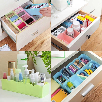 Multi-function Desktop Drawer Storage Box Clothing Organizer 5 Grid Storage Box Underwear Socks Ties Organizer Box (4 Pc Set)