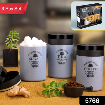 Damru Shaped Tea Coffee Sugar Canister Set - 3 Pcs Airtight Food Storage Containers