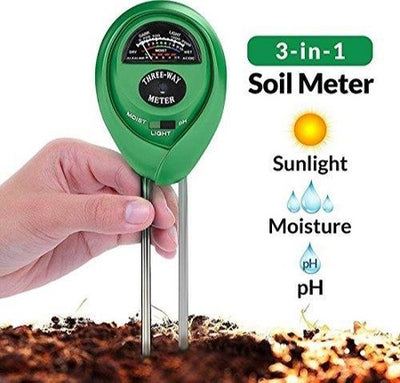 3-in-1 Soil Tester: Moisture, pH & Sunlight Meter - Green