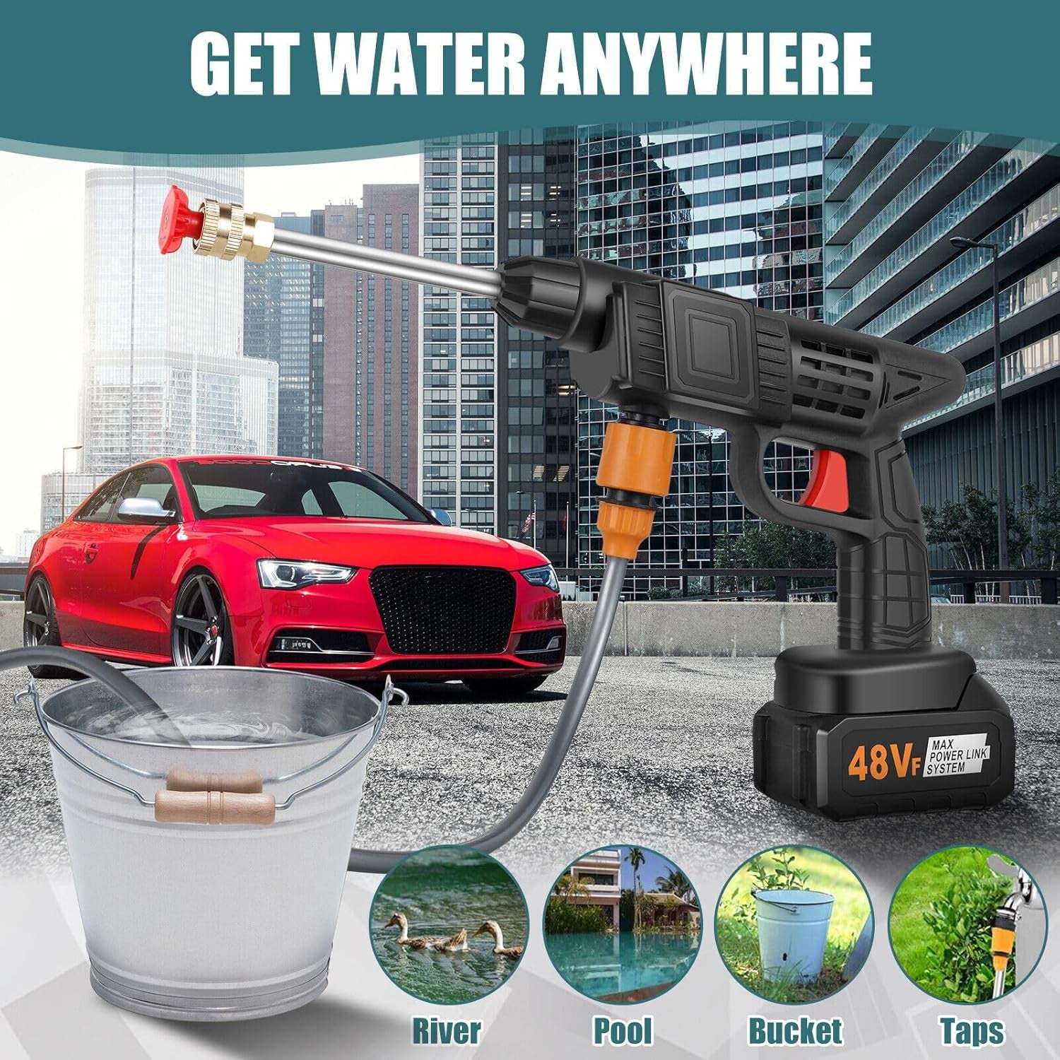 48v Double Battery Car  Washer Gun With 12.6v Charger - LootFaat