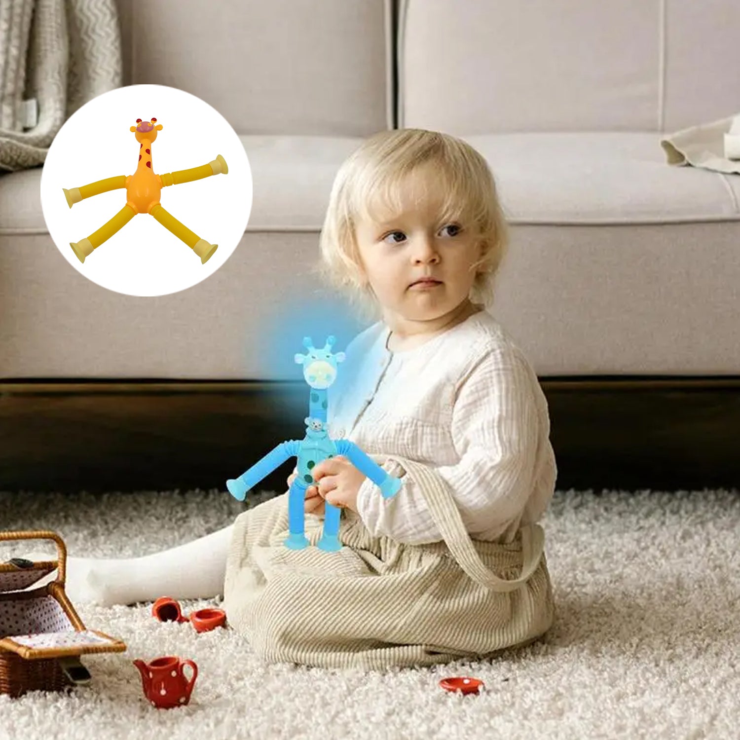 Led Telescopic Suction Cup Giraffe Toy Pop Tubes Fidget Toys Shape Changing Telescopic Sensory Tubes Fidget Tubes Sensory Toys Suction Toy Funny Gift (3 Pcs Set) - LootFaat