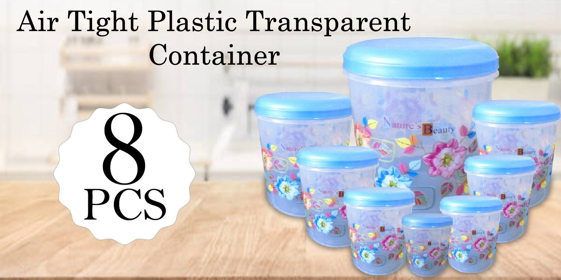 Air Tight Plastic Transparent Container Set (10000ml 7000ml 5000ml 3000ml 2000ml 1000ml 750ml 500ml) - LootFaat