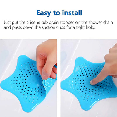 Aqua Blue Silicone Star Shaped Sink Filter Bathroom Hair Catcher Drain Strainers For Basin - second image