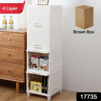 4-Layer Multipurpose Storage Cabinet with Drawers - Plastic Organizer for Kitchen, Bathroom, Bedroom