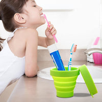 Round Silicone Foldable Glass  Cup Foldable Travel Mug With Lid (1 Pc) - LootFaat