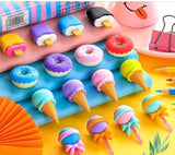 Cone / Donut / Lolipop / Ice cream / Eraser for Girls & Boys / Eraser for School B'Day Return Gift Party Doughnut Lollipop Ice Cream Theme Shape Erasers Set for Kids Educational Stationary kit, School Supplies (1 Set 4 Pc)