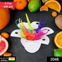 Dancing Doll Fruit Fork Cutlery Set With Stand Set Of 6. - LootFaat