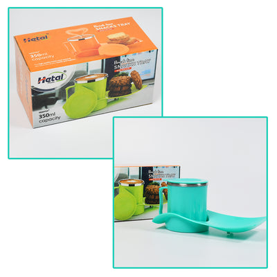 Snacks Tray  Inside Steel Cup 350ml Break Time Tray For Kids  Home Use - second image