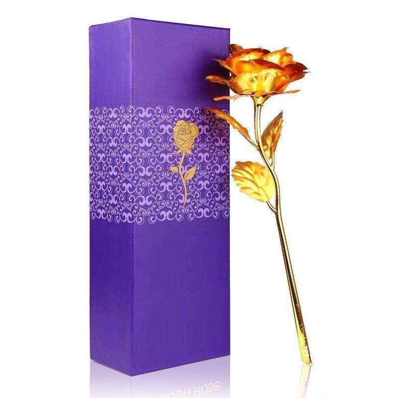 4k Artificial Golden Rosegold Red Rose With Gift Box (10 Inches) - LootFaat