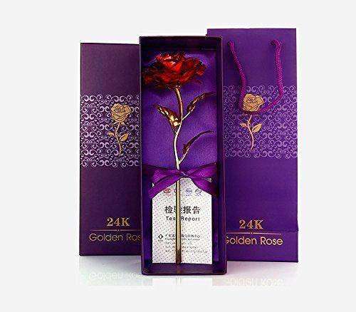 4k Artificial Golden Rosegold Red Rose With Gift Box (10 Inches) - LootFaat