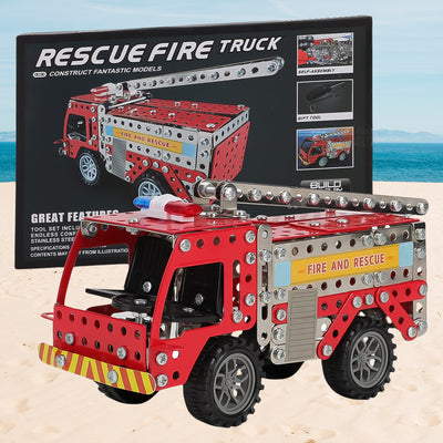 DIY Metal Fire Truck Building Kit - 292 Pcs Construction Set for Kids - second image