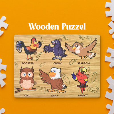Wooden Bird Puzzle - Educational Learning Board for Toddlers