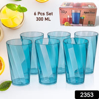 Premium Juice And Water Glasses Set Of 6 Transparent 300ml Drinking Water Glasses Stylish  Crystal Square Highball Glasses For Water Juice  Cocktails Glass Set Of 6 For Water - LootFaat