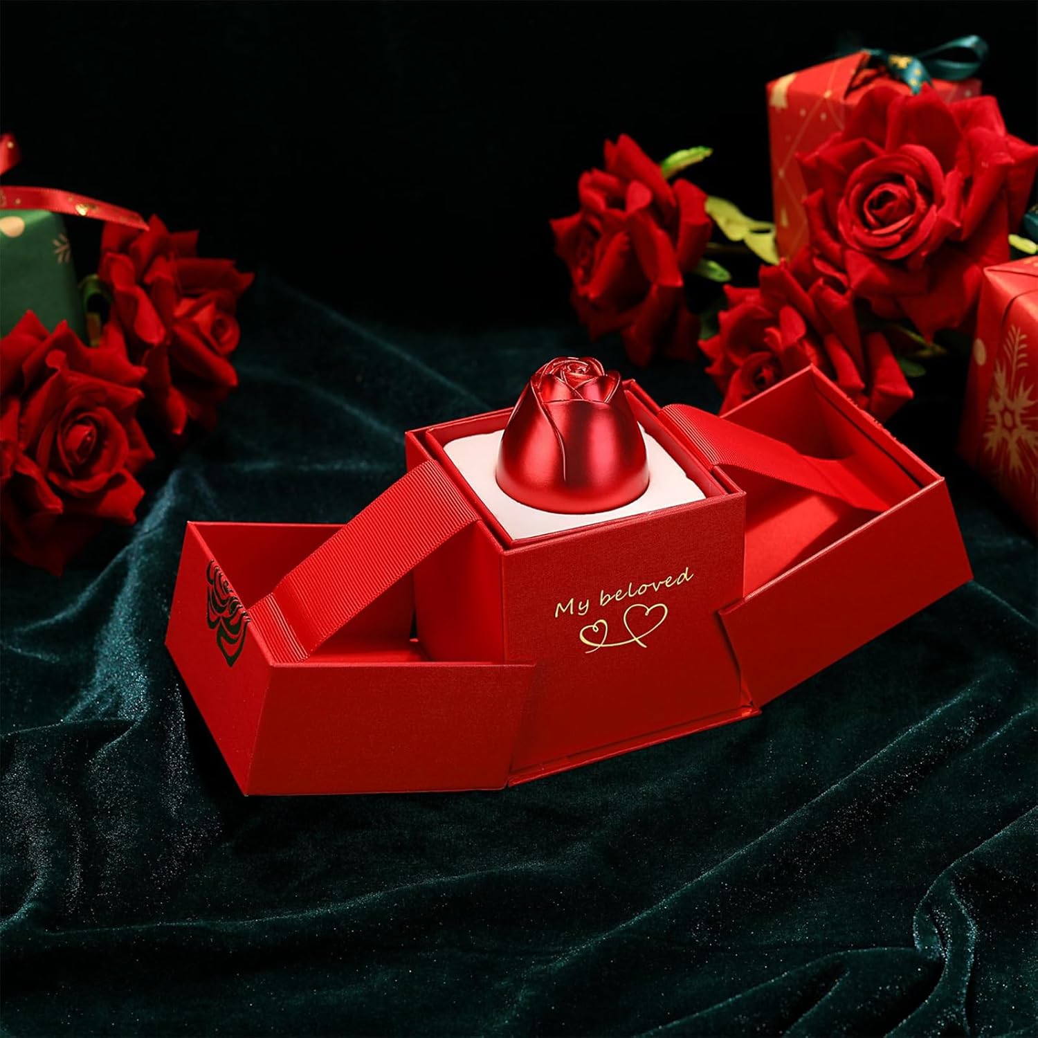 Christmas Gifts For Women Rose Ring Box Jewellery Box Eternal Rose Necklaces Box Wedding Valentines Day - LootFaat