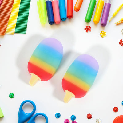 Jelly Popsicle Shape Fancy  Stylish Erasers Mini Eraser Creative Cute Novelty Eraser For Children Eraser Set For Return Gift Birthday Party School Prize (2 Pc Set) - second image
