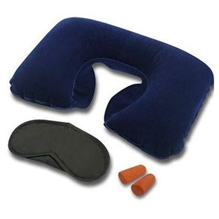 3-in-1 Air Travel Kit With Pillow Ear Buds  Eye Mask - LootFaat