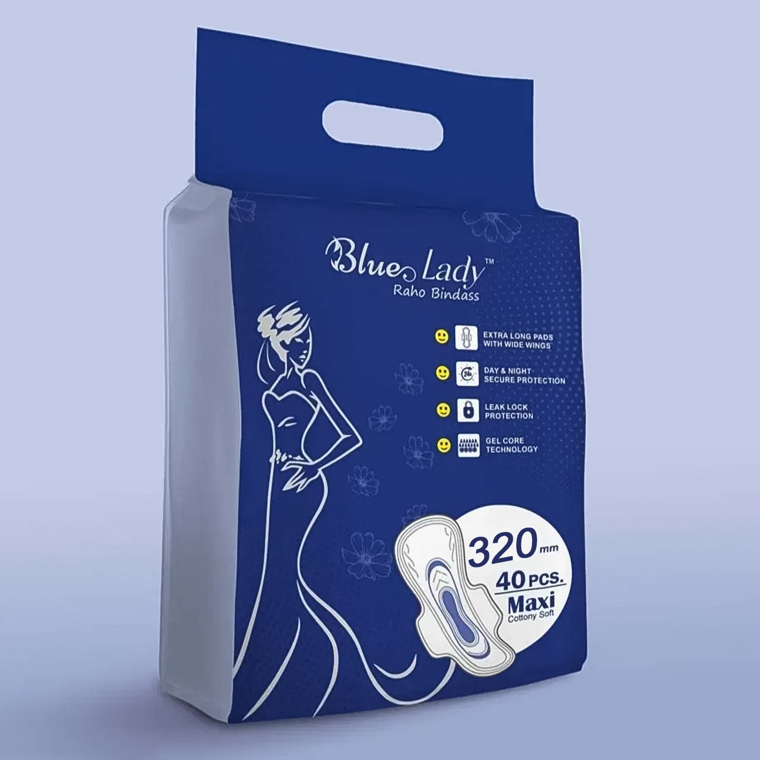 Blue Lady Extra Long Pads With Wides Wings Sanitary Pads  320 Mm 40-pack - LootFaat