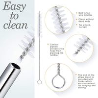 1733 Reusable Stainless Steel Drinking Straws Bent (4 Bent Straws 1 Brush)