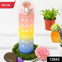 Plastic Colorful Motivational Water Bottle With Straw (900 Ml) - LootFaat