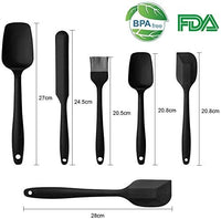 Silicone Spatula Set of 6 | Food Grade Silicone One-Piece Design | Heat Resistant Non-Stick Kitchen Spatulas for Cooking, Baking & Mixing | Seamless Black Spatula Set
