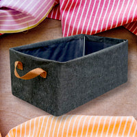Foldable Storage Box with Lid & Handles - Linen Fabric (45cm)