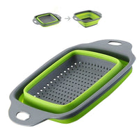 Collapsible plastic kitchen strainer, easy to use and store