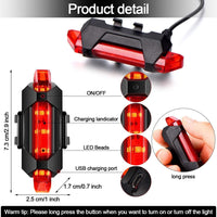 Rechargeable Bicycle Front Waterproof Led Light (Red) - LootFaat