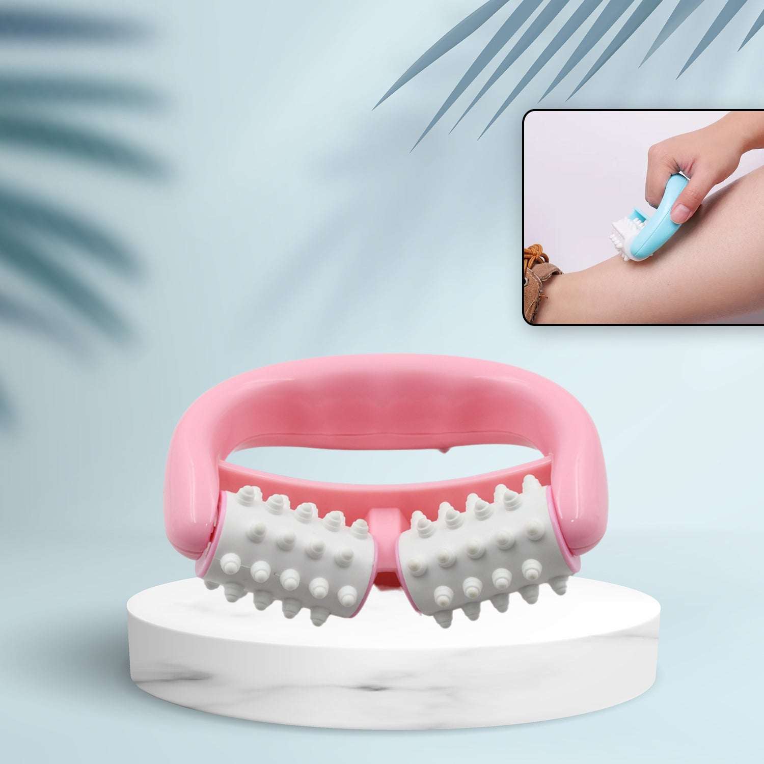 Manual Round Handle Plastic 2 Rollers Massage Roller Cellulite Roller For Legs Arms Back Muscle Pain Relief And Muscle Relaxation - LootFaat
