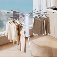 Foldable Rotary Clothes Drying Rack - 16 Rods, 360° Rotation
