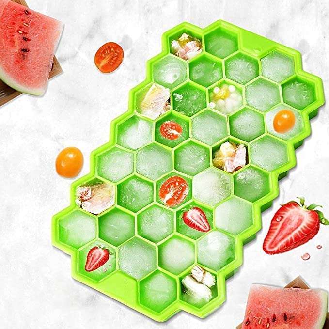 Flexible Silicone Honeycomb Design 37 Cavity Ice Cube Moulds Trays Small Cubes For Whiskey Tray For Fridge (Multicolor) - LootFaat