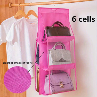 6 Pockets Hanging Purse Handbag Organizer Clear Hanging Shelf Bag (1 Pc) - second image