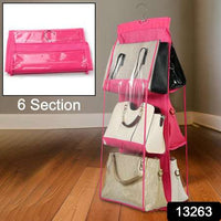 6 Pockets Hanging Purse Handbag Organizer Clear Hanging Shelf Bag (1 Pc) - LootFaat